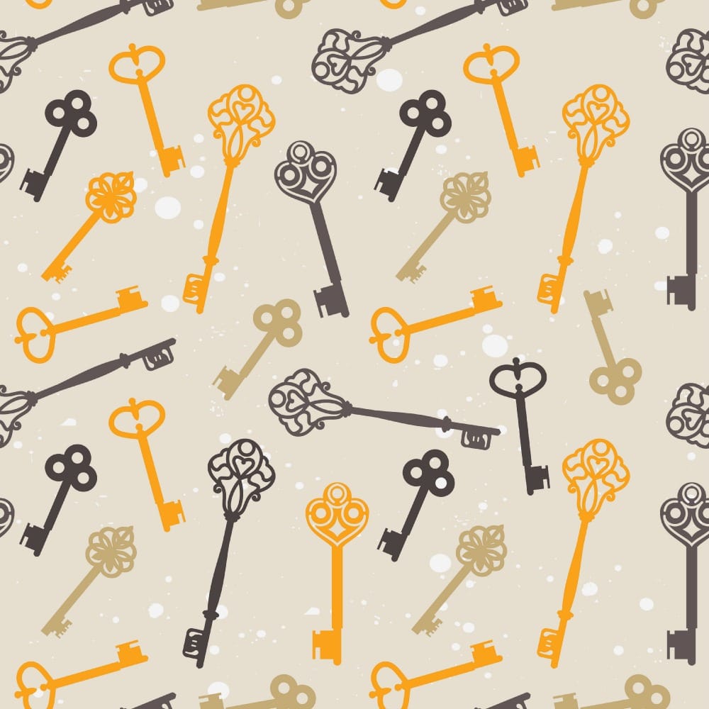 seamless pattern with retro keys - vector illustration